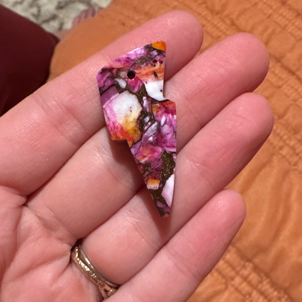 Purple Mojave Kingman Turquoise Lightning Bolt pendant